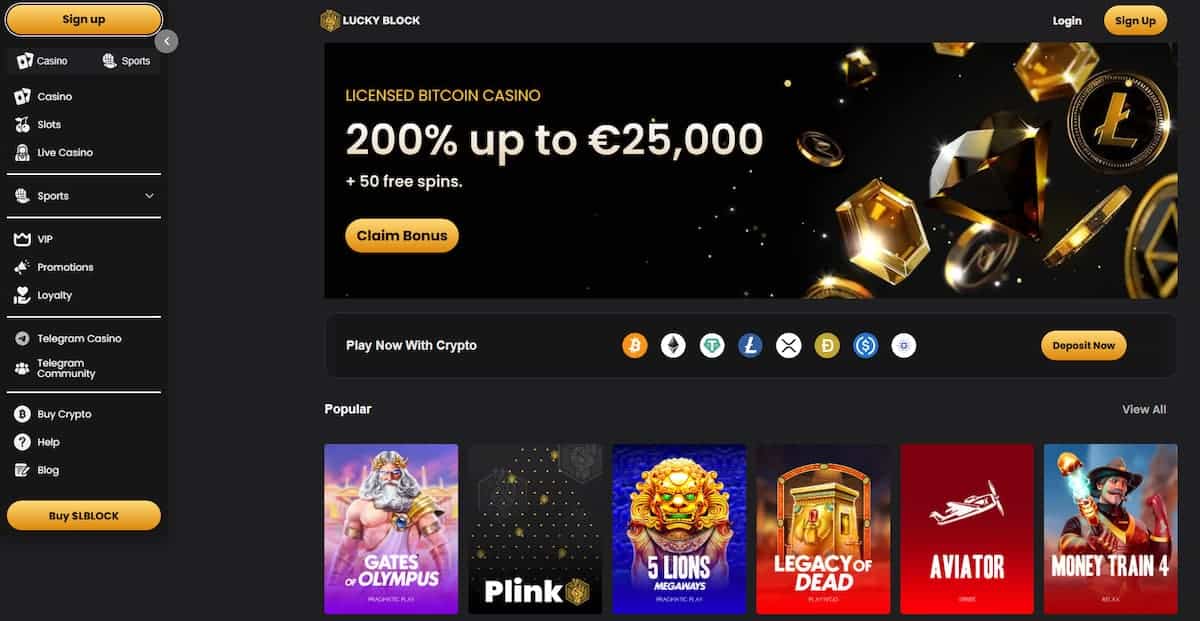 Lucky Block Casino - De koning van Crypto bonussen